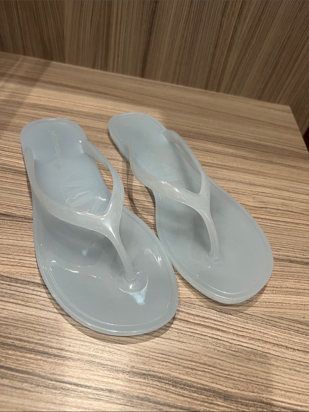 Frosted  light blue Jelly Thong Sandals - Translucent worn once